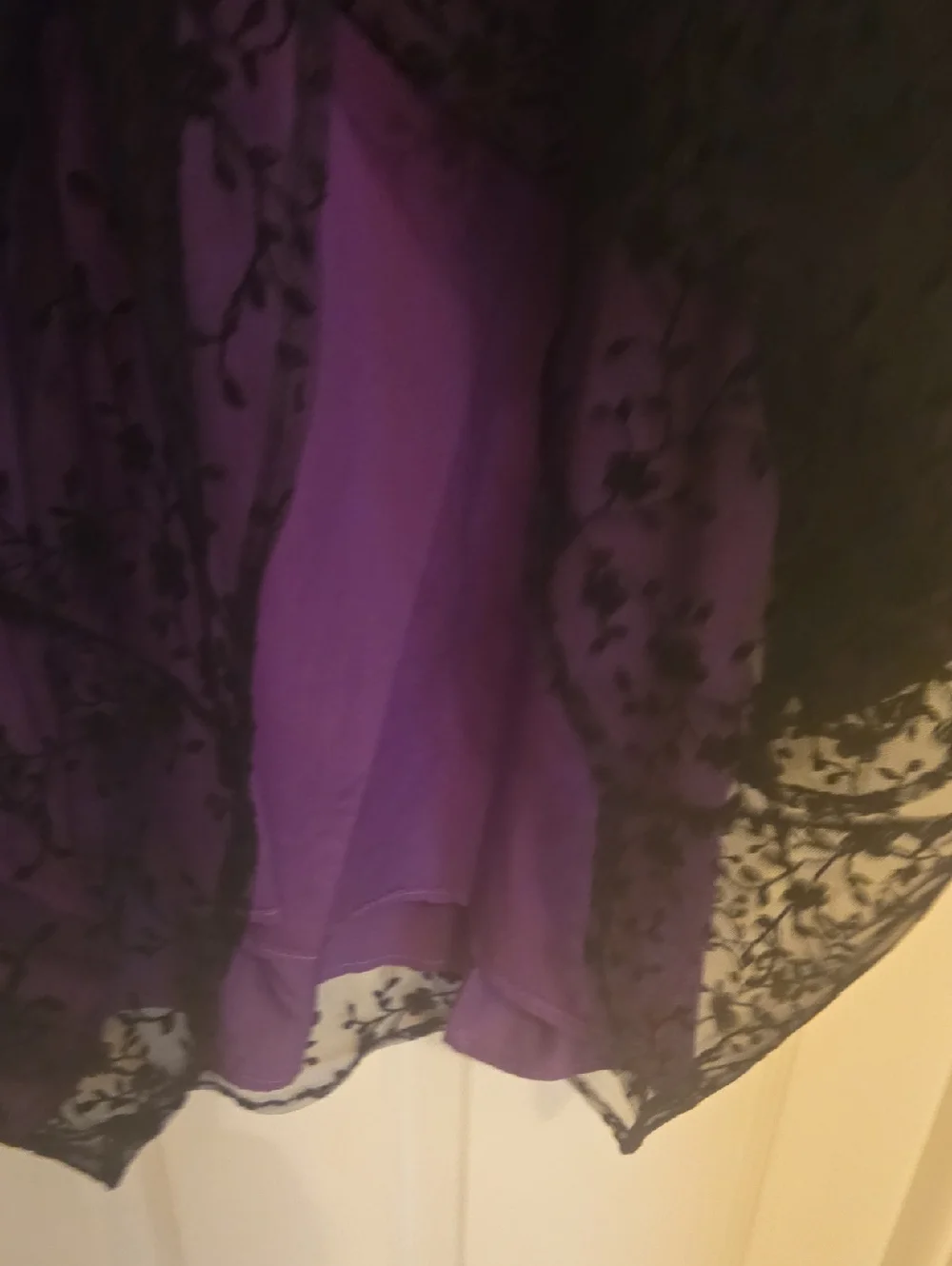 BloomChic Purple and Black Lace Overlay Women's Top, Plus Size, Sheer w/lining. - Picture 7 of 9